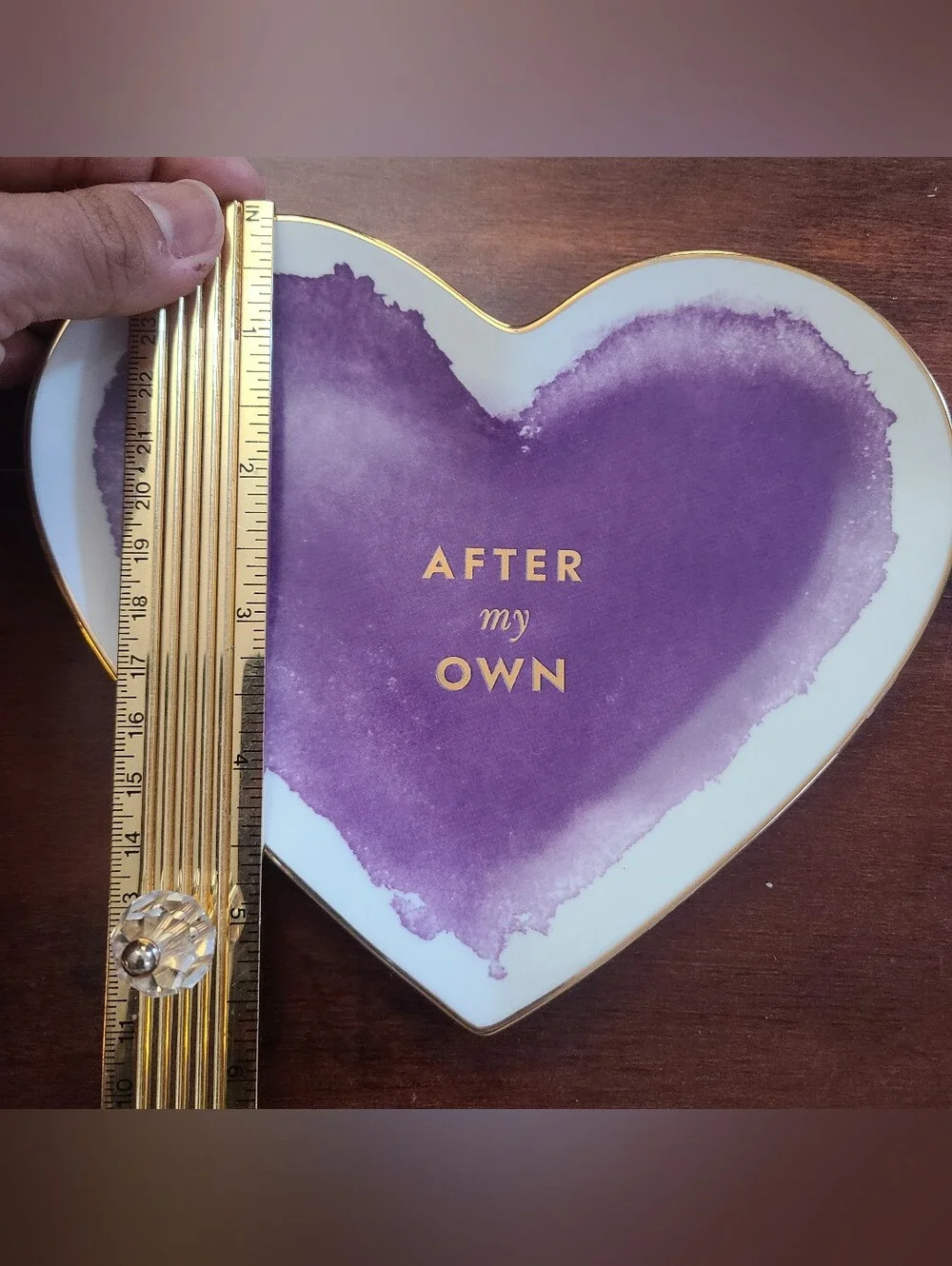 Kate Spade Lennox After my Own Heart Trinket NY Posy Court Dish Gold Trim Purple